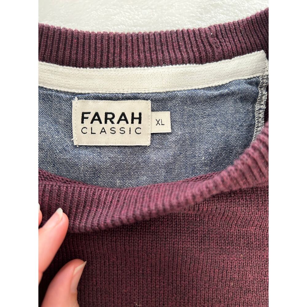 Farah Men's Modern Fit Crew Neck Jumper Sweater XL Purple Excellent Condition